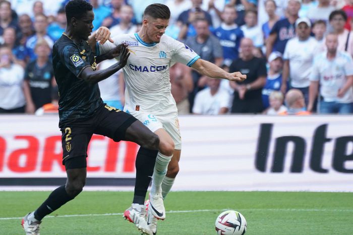 Joseph Okumu in action against Marseille.