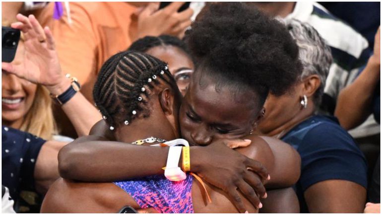 Noah Lyles and Junelle Bromfield in Paris 2024.
