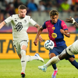Barca v AS Monaco - Trofeu Joan Gamper Lamine Yamal right wingerof Barcelona and Spain and Mohammed Salisu centre-back of Monaco and Ghana compete for the ball || Image credit: Imago