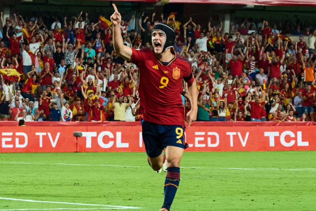 Gavi celebrating goal for Spain ||Image credit: Imago