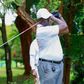 Golfer Anthony Mulisa follows his tee shot during the KCB East Africa Golf Tour held at the Ruiru Sports Club on June 7, 2025.