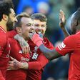 Xhedran Shaqiri during his Liverpool days alongside Mohamed Salah, Alberto Moreno, and Sadio Mane | Imago