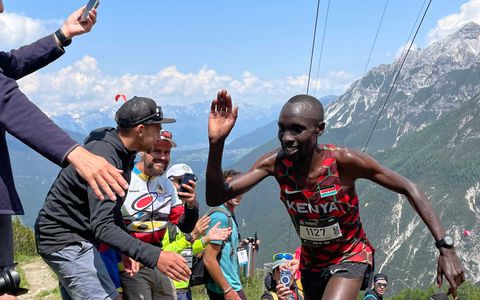 World Mountain Running champion Patrick Kipngeno charged up to compete on home soil at Mt. Longonot Challenge