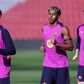 Lamine Yamal and Frenkie de Jong during the training day of FC Barcelona || Image credit: Imago