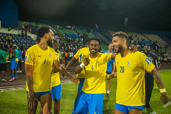 Pierre Emerick Aubameyang with Wilfried Abesolo and Denis Bouanga | Imago