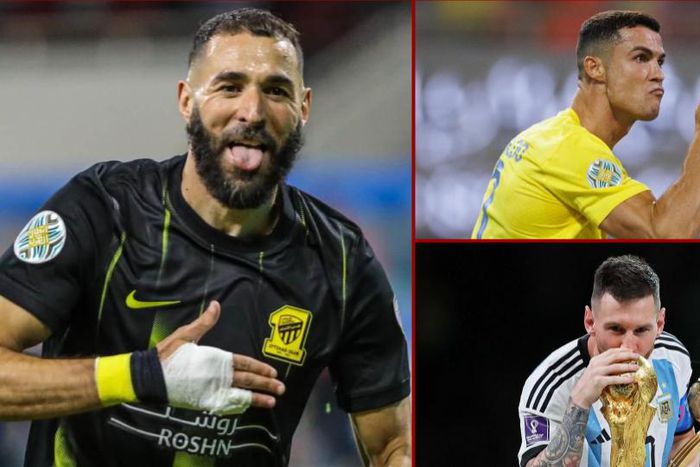 Lionel Messi, Karim Benzema, and Cristiano Ronaldo