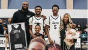 LeBron James celebrates son Bronny on senior night