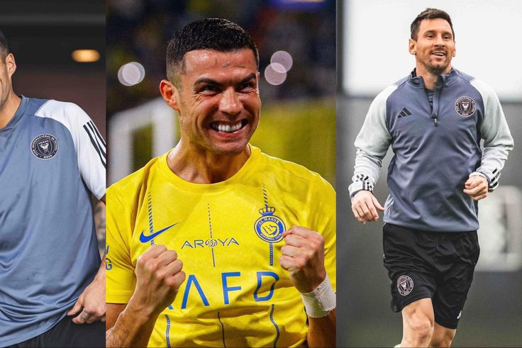 Inter Miami stars Luis Suarez and Lionel Messi train for a friendly against Cristiano Ronaldo's Al-Nassr.