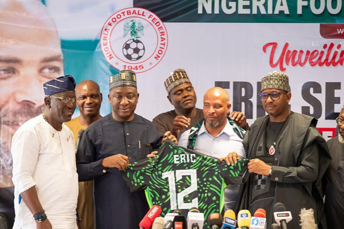 Eric Chelle was Unveiled as the new Super Eagles head coach || Image credit: X