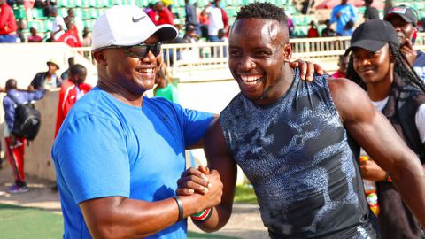 Ferdinand Omanyala and Geoffrey Kimani