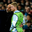 Pep Guardiola giving Kevin de Bruyne instructions in the Champions League