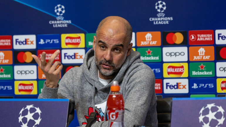 Pep Guardiola speaks about winning the Champions League ahead of the match against Leipzig