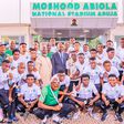 Sunday Dare with members of the Flying Eagles upon return from U-20 AFCON