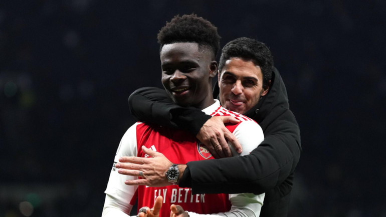 Arsenal manager Mikel Arteta and ace winger Bukayo Saka