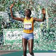 Visiline Jepkesho after winning the 2016 Paris Marathon