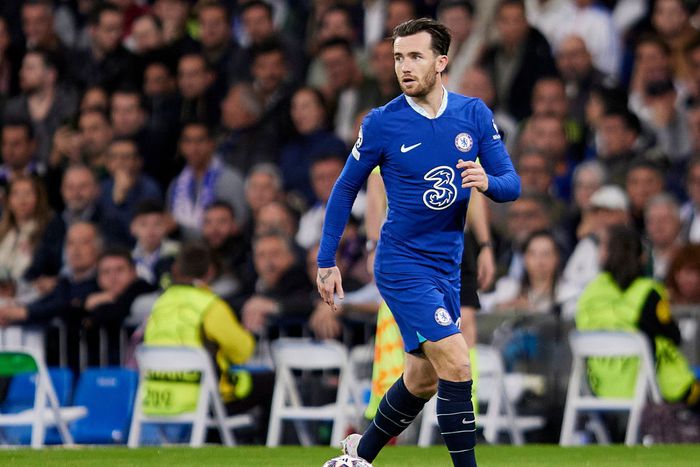 Ben Chilwell in Champions Leagua action for Chelsea.