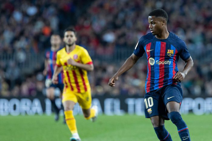 Barcelona forward Ansu Fati in a La Liga action.