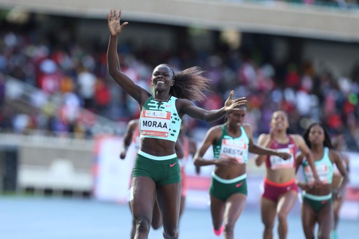Mary Moraa wins the 800m at the Kip Keino Classic.