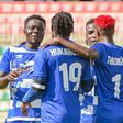 Eugene Mukangula and Peter Thiong'o lead AFC Leopards in goal celebrations.