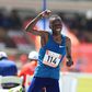Daniel Simiu celebrates victory at the 2023 Kip Keino Classic.
