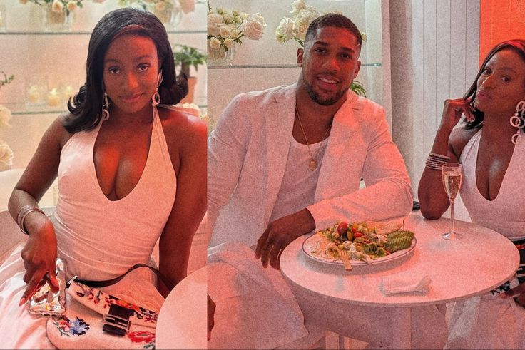 Cuppy shows off food and drinks with Nigerian-born boxer Anthony Joshua.