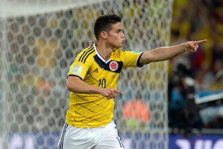 James Rodriguez scores against Uruguay at the 2014 Wold Cup || Imago