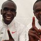 Eliud Kipchoge (L) and Coach Patrick Sang (R)