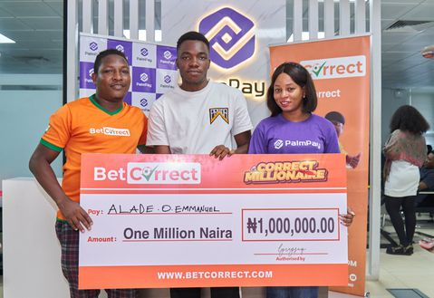 PALMPAY USER WINS 1MILLION NAIRA IN THE CORRECT MILLIONAIRE PROMO ON BETCORRECT