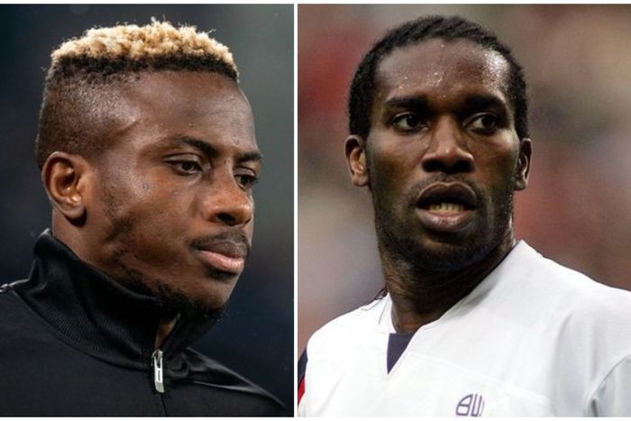 Victor Osimhen (left) and Super Eagles icon Jay Jay Okocha.