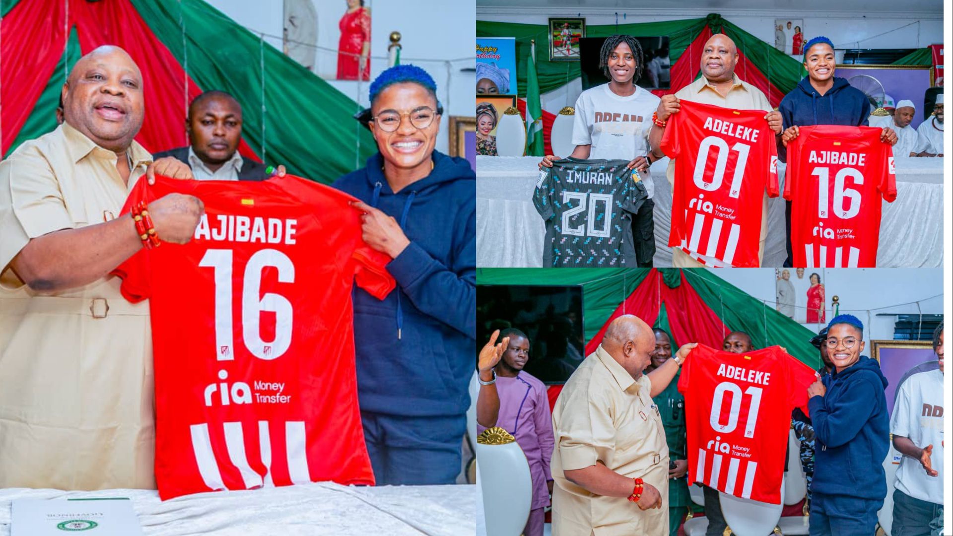 Super Falcons: Ajibade, Imuran Gift Osun State Governor Adeleke Jerseys ...