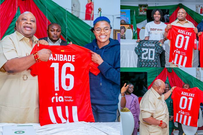 Super Falcons duo Rasheedat Ajibade and Rofiat Imuran have risen to the top of the social media trends after their visit to Governor Adeleke of Osun State
