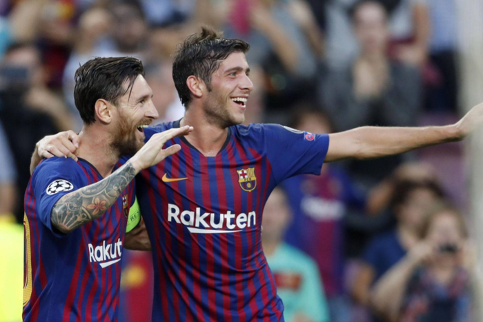 Lionel Messi and Sergi Roberto during their time at Barcelona || Image credit: Imago