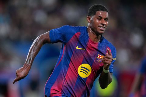 Marcus Rashford in action for Barcelona