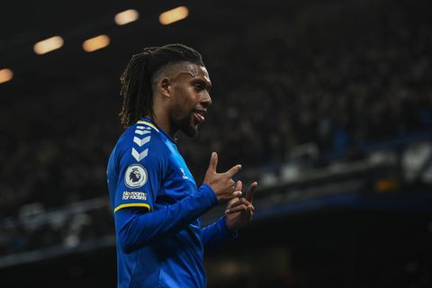 Alex Iwobi celebrates scoring for Everton against Newcastle in 2022