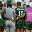 Super Falcons players in a huddle at the Olympic Games in Paris | X