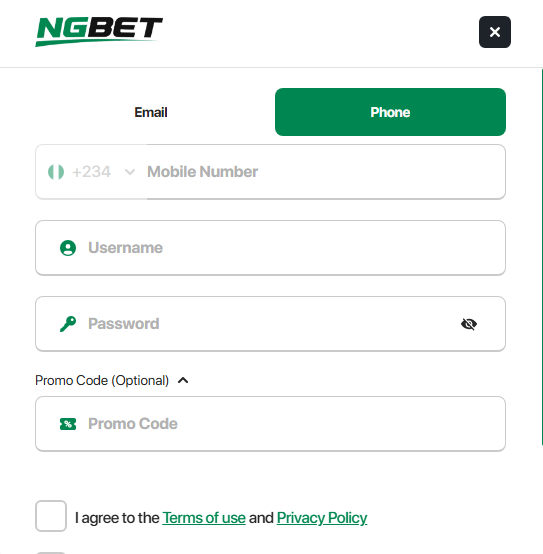NGBet log in page