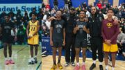 LeBron James and Carmelo Anthony recreate high school rivalry with their children Bronny and Kiyan