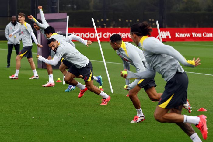 Liverpool players in training