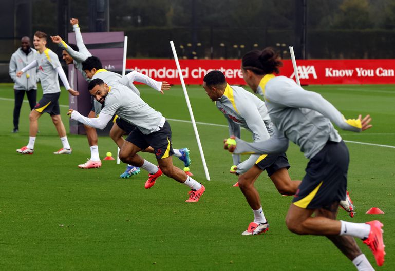 Liverpool players in training
