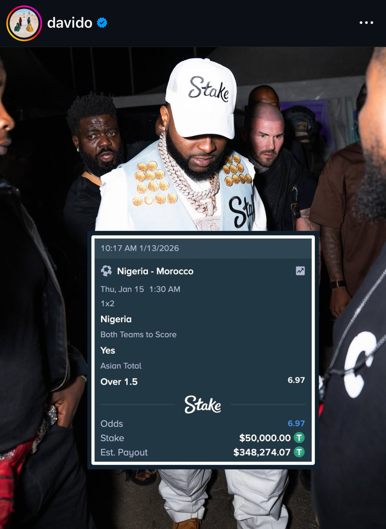 Davido's bet on Super Eagles || X