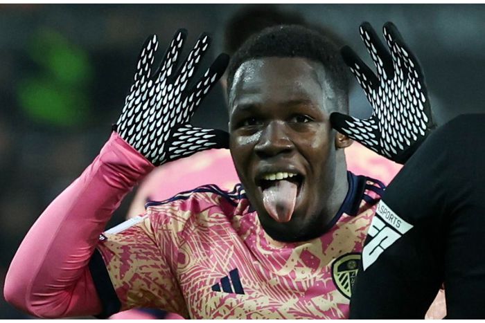 Wilfried Gnonto celebrates for Leeds United against Swansea.