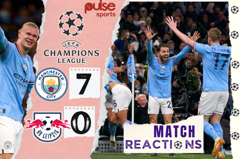 'Unreal player!' - Reactions as Erling Haaland steals headlines in Man City's 7-0 hammering of Leipzig in UCL