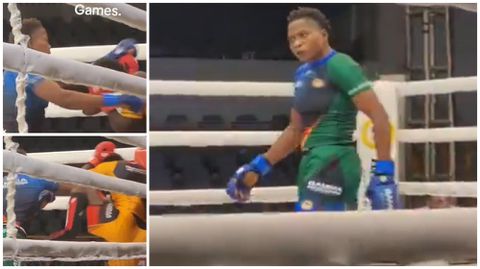 She steal phone? Reactions as Nigerian beats up Ghanaian MMA fighter like a thief