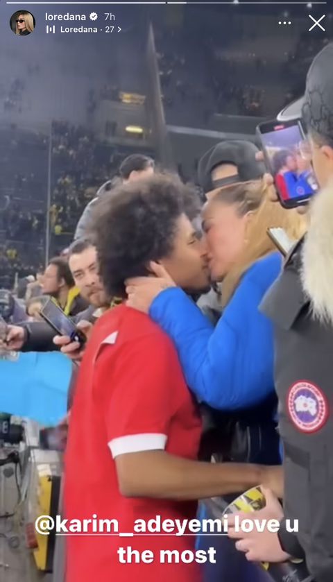 Karim Adeyemi and Loredana Zefi celebrate Dortmund UCL win with passionate kiss