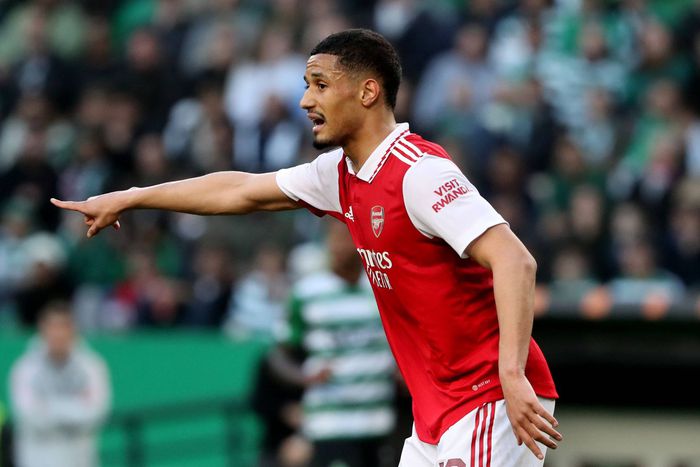 William Saliba in action for Arsenal.