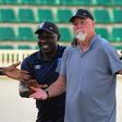 AFC Leopards coach Patrick Aussems (C)