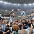 Lionel Messi celebrating Argentina's World Cup win