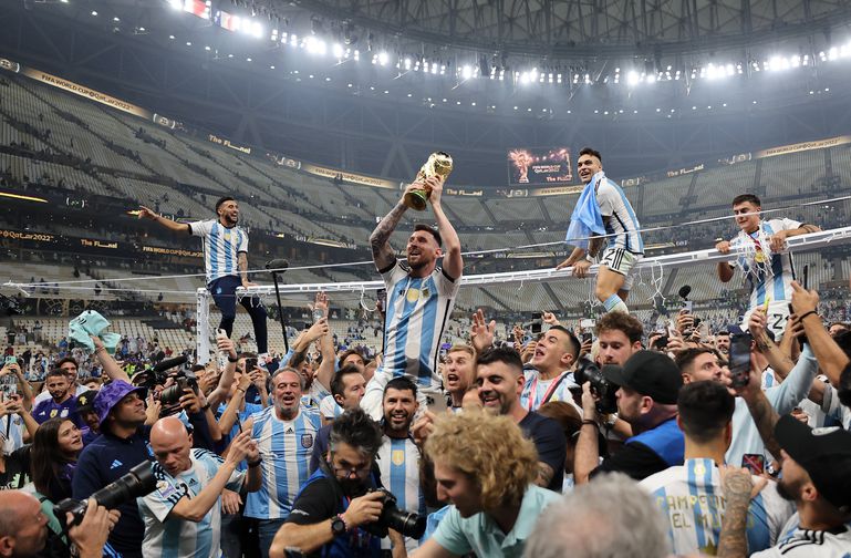 Lionel Messi celebrating Argentina's World Cup win