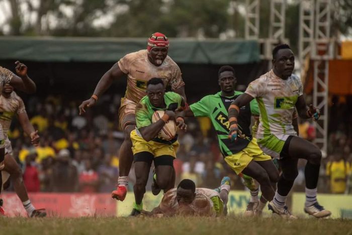 Kabras Sugar and KCB in action during the Kenya Cup Final