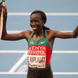 Edna Kiplagat after winning the marathon at the 2013 Moscow World Championships